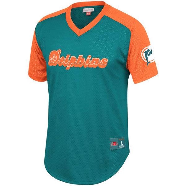 [FA87OP-MDO-T-K9E] Mens Mitchell & Ness NFL Final Seconds Mesh V-Neck Dolphins