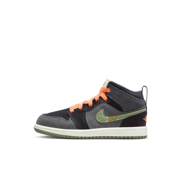 [FD9094-003] Preschool Air Jordan Retro 1 Mid SE Craft 'Anthracite Sky J Light Olive' (PS)