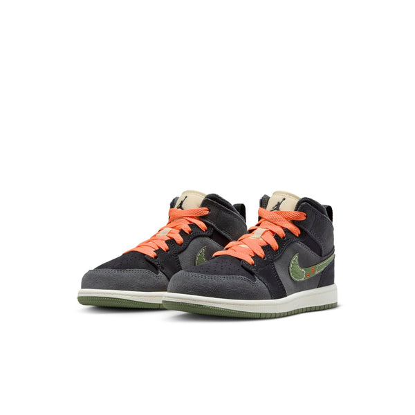 [FD9094-003] Preschool Air Jordan Retro 1 Mid SE Craft 'Anthracite Sky J Light Olive' (PS)