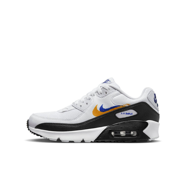 [FJ4592-100] Grade School Nike AIR MAX 90 'DOUBLE SWOOSH WHITE BLACK GOLD ROYAL (GS)'