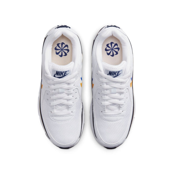 [FJ4592-100] Grade School Nike AIR MAX 90 'DOUBLE SWOOSH WHITE BLACK GOLD ROYAL (GS)'