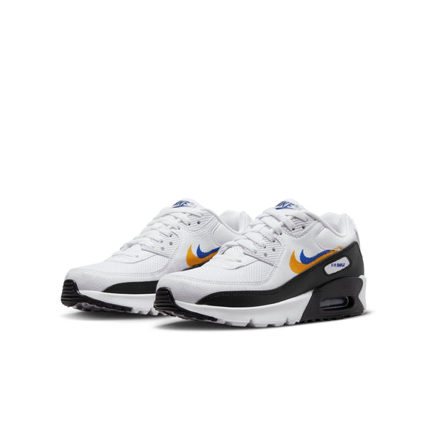 [FJ4592-100] Grade School Nike AIR MAX 90 'DOUBLE SWOOSH WHITE BLACK GOLD ROYAL (GS)'