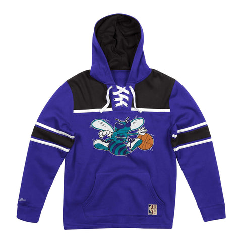 [FPHDMM18731-CHOPURP1] Mens Mitchell & Ness NBA Hockey Hood Fleece Hornets