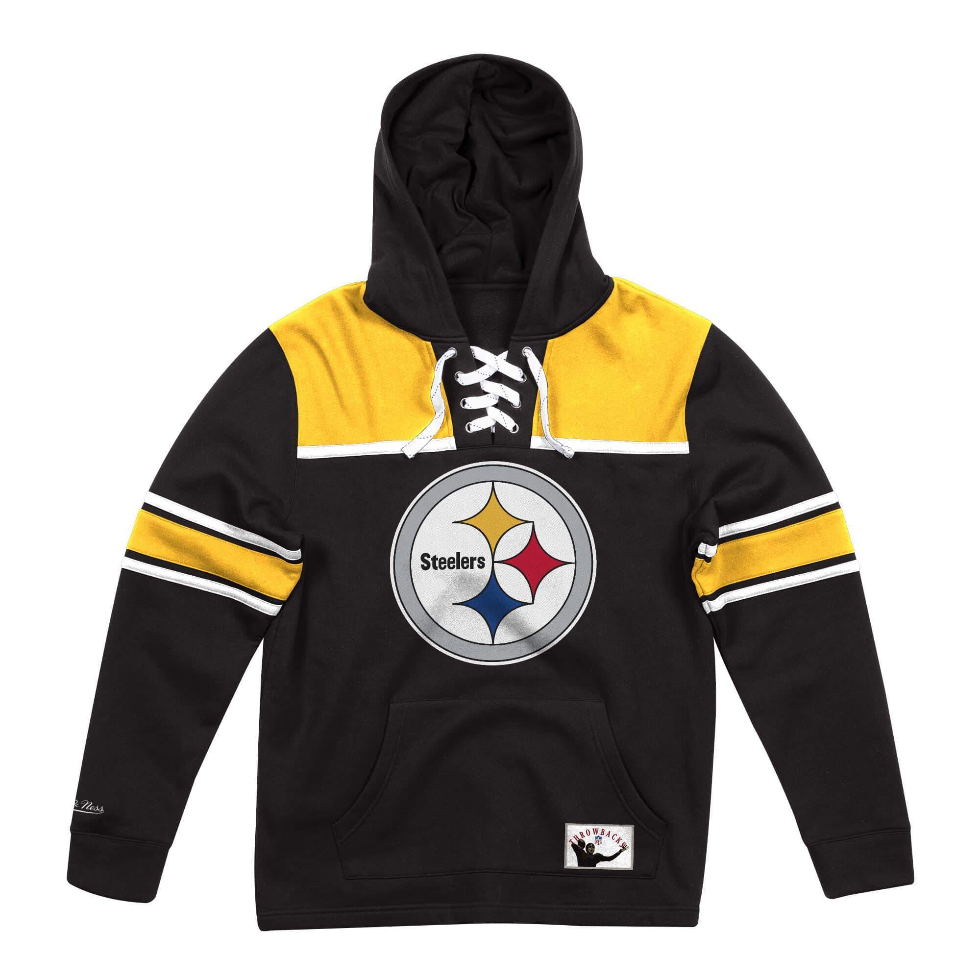 [FPHDMM18731-PSTBLCK1] Mens Mitchell & Ness NFL Hockey Hood Fleece Steelers