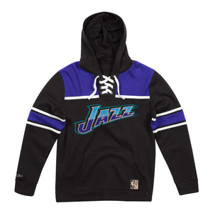 [FPHDMM18731-UJABLCK1] Mens Mitchell & Ness NBA Hockey Hood Fleece Jazz