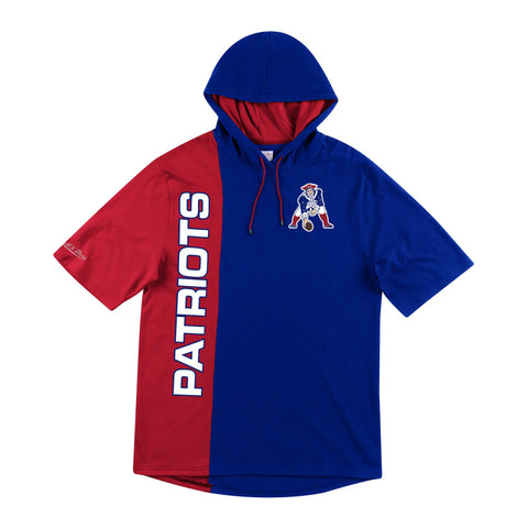 Mens Mitchell & Ness NFL Shortsleeve Split Hoody New England Patriots