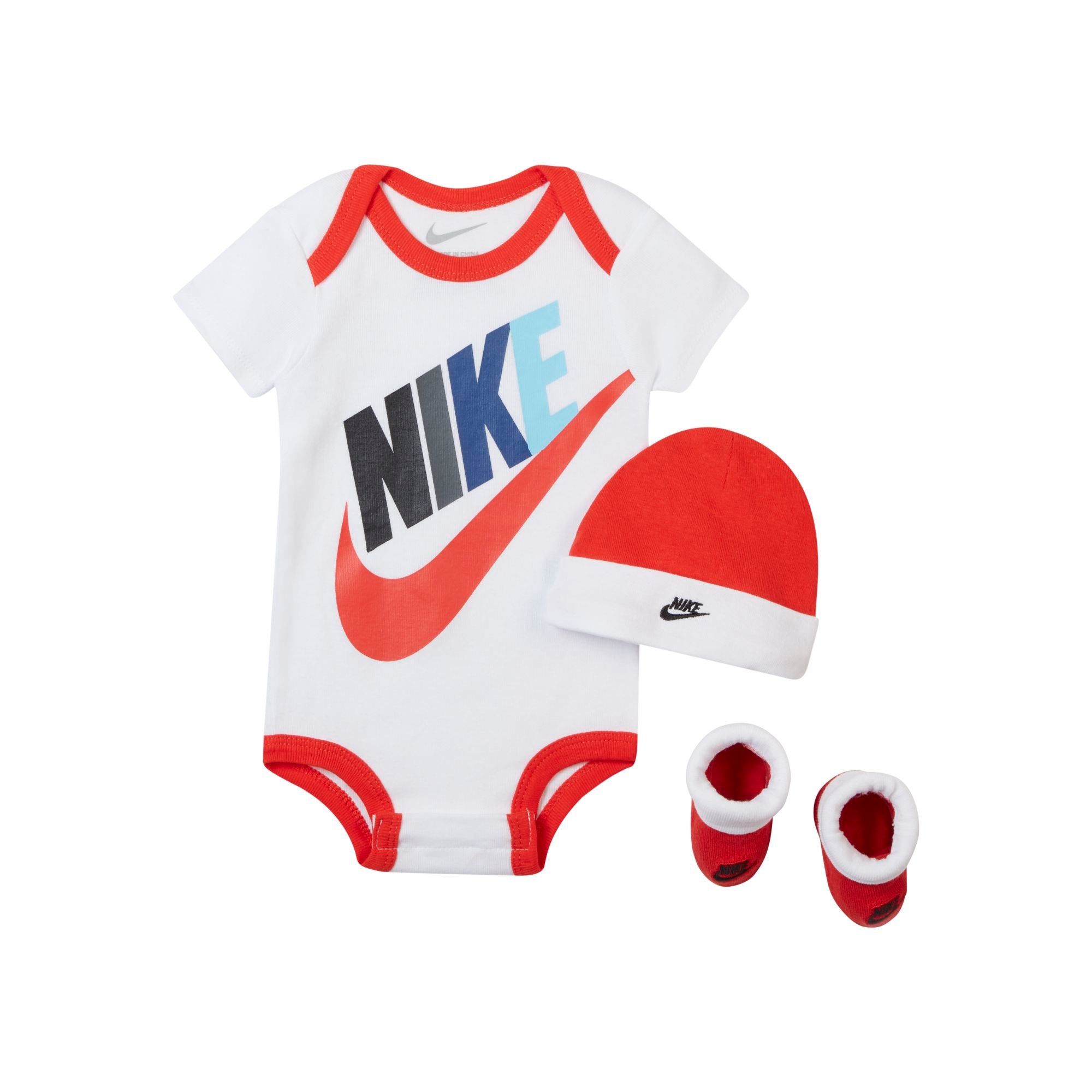 [LN0313-R4Y] Baby Nike Bodysuit, Hat and Booties 3-PC Box Set