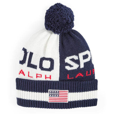 [PC0373-107] Mens Polo Ralph Lauren Polo Sport Colorblock Knit Hat