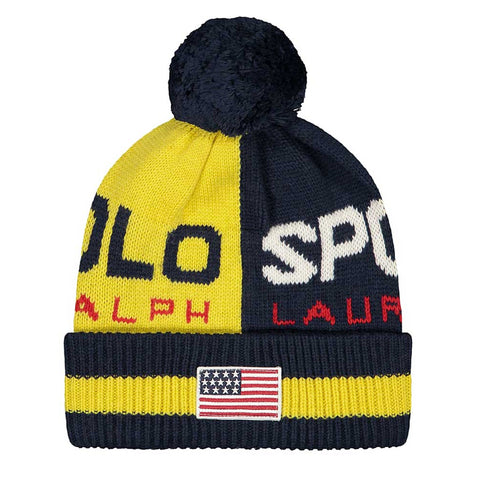 [PC0373-722] Mens Polo Ralph Lauren Polo Sport Colorblock Knit Hat