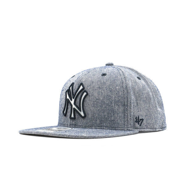 Mens 47 Brand NY Yankees Captain Snapback - Blue Logo Denim