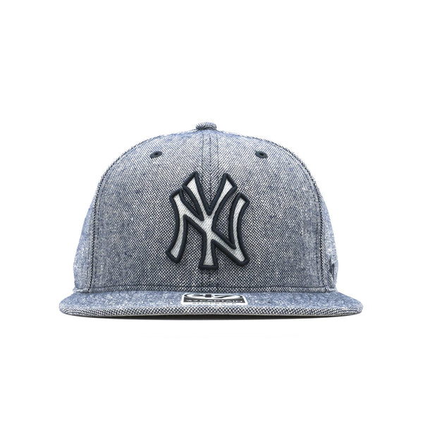 Mens 47 Brand NY Yankees Captain Snapback - Blue Logo Denim