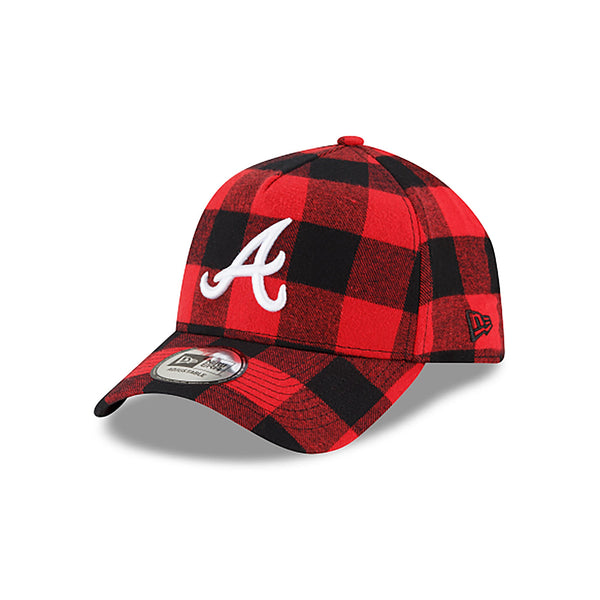 [12593567] Mens New Era MLB 9Forty Red Flannel Snapback Cap - Atlanta Braves