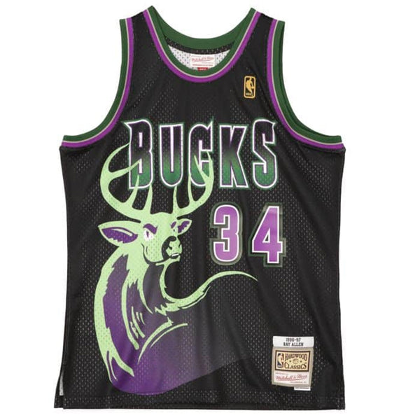 Mens Mitchell & Ness NBA RELOAD SWINGMAN JERSEY - MILWAUKEE BUCKS 1996 RAY ALLEN