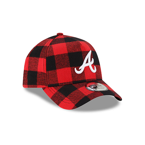 [12593567] Mens New Era MLB 9Forty Red Flannel Snapback Cap - Atlanta Braves