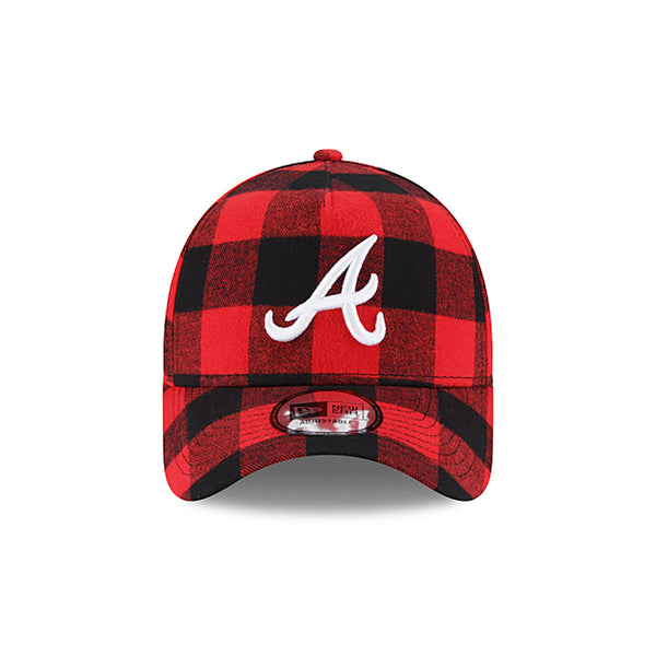 [12593567] Mens New Era MLB 9Forty Red Flannel Snapback Cap - Atlanta Braves