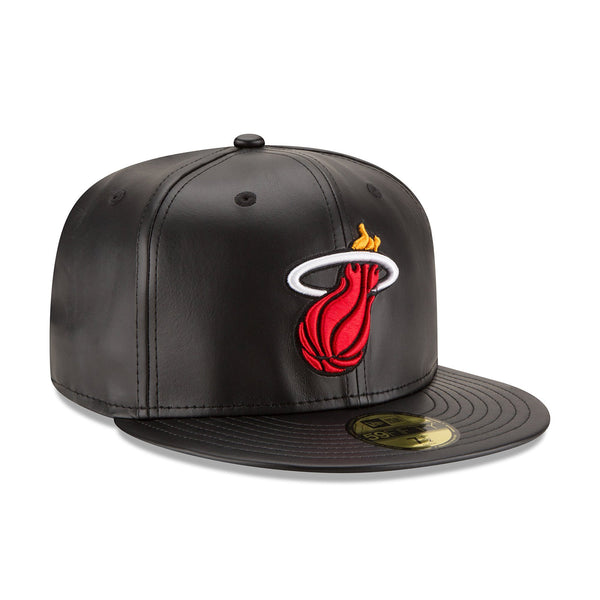 [70344056] Mens New Era NBA 59Fifty Faux Leather Fitted - Miami Heat