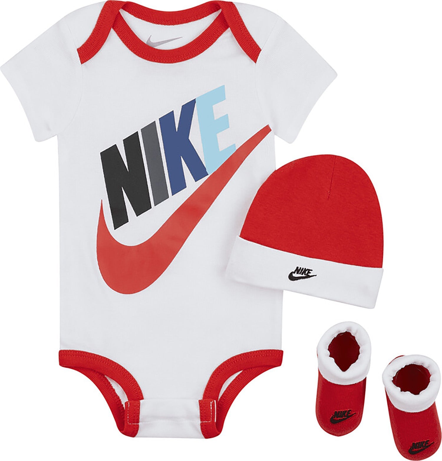 [MN0313-R4Y] Baby Nike Bodysuit, Hat and Booties 3-PC Box Set