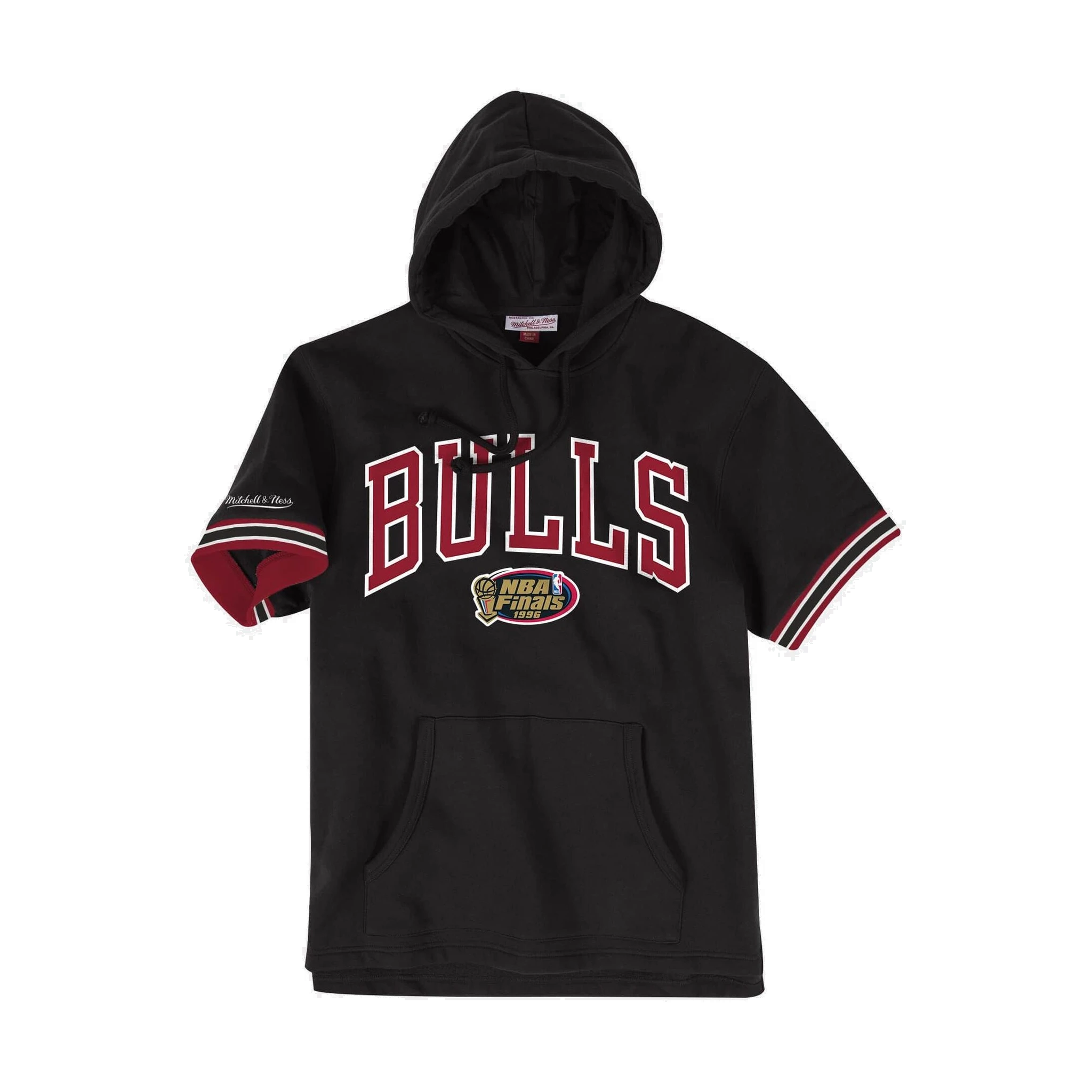 Mens Mitchell & Ness NBA French Terry Short Sleeve Hoodie Chicago Bulls