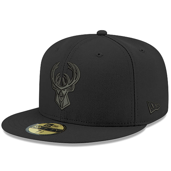 [70632960] Mens New Era NBA 5950 BLACK ON BLACK FITTED - MILWAUKEE BUCKS