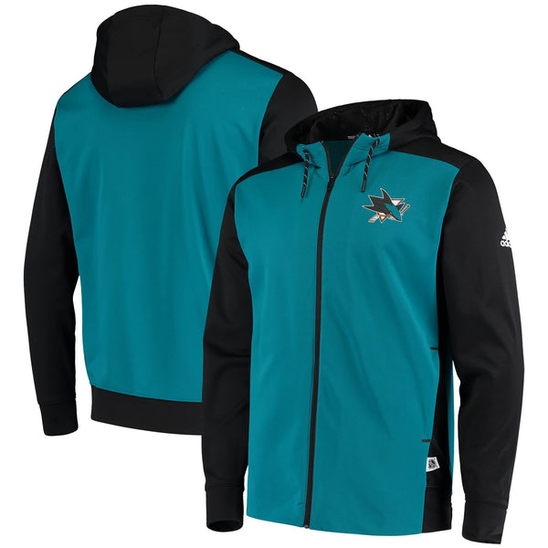 [DN2838] Mens Adidas NHL San Jose Sharks Full Zip Hoodie