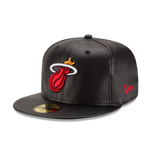 [70344056] Mens New Era NBA 59Fifty Faux Leather Fitted - Miami Heat