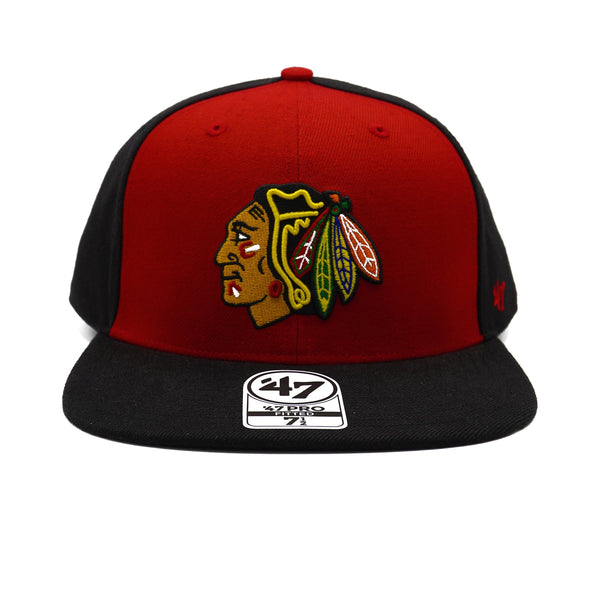 Mens 47 Brand Chicago Blackhawks Pro Fitted - Black/Red