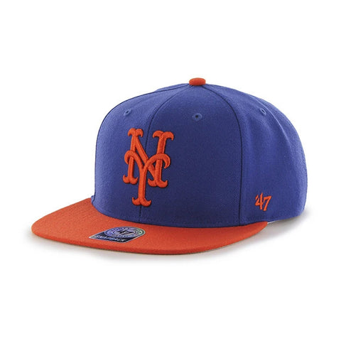 Mens 47 Brand NY Mets Captain Snapback - Blue/Orange