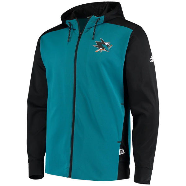 [DN2838] Mens Adidas NHL San Jose Sharks Full Zip Hoodie