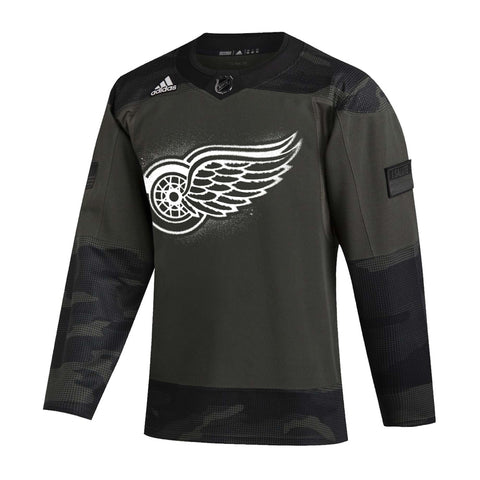 [EI2429] Mens Adidas Detroit Red Wings Camo Military Appreciation Authentic Practice Jersey