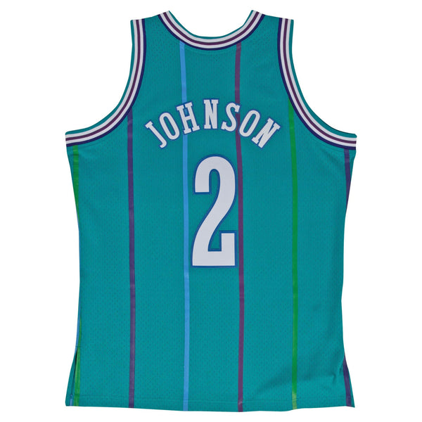 Mens Mitchell & Ness NBA Swingman Road Jersey Charlotte Hornets 92 Larry Johnson