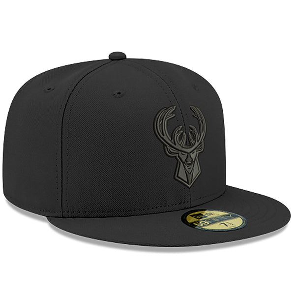 [70632960] Mens New Era NBA 5950 BLACK ON BLACK FITTED - MILWAUKEE BUCKS