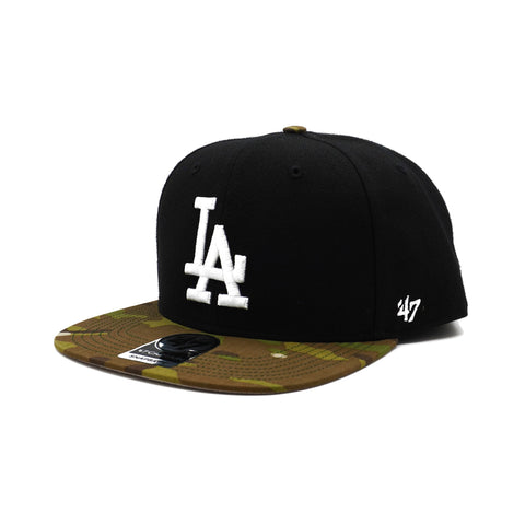 Mens 47 Brand LA Dodgers Captain Snapback - Black/Camo