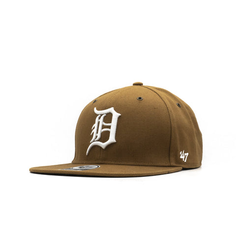 Mens 47 Brand Detroit Tigers Carhartt Captain Snapback - Brown/White
