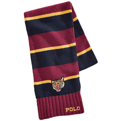 [PC0400-601] Mens Polo Ralph Lauren Rugby Stripe Tiger Scarf