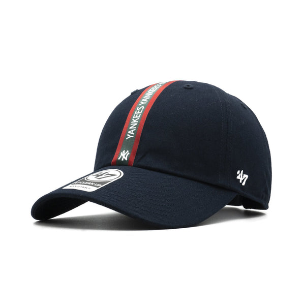 Mens 47 Brand NY Yankees Triple Stripe Clean Up Strapback - Navy/Green/Red