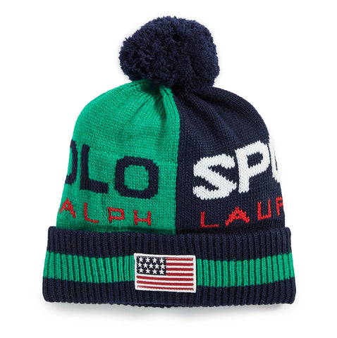 [PC0373-320] Mens Polo Ralph Lauren Polo Sport Colorblock Knit Hat
