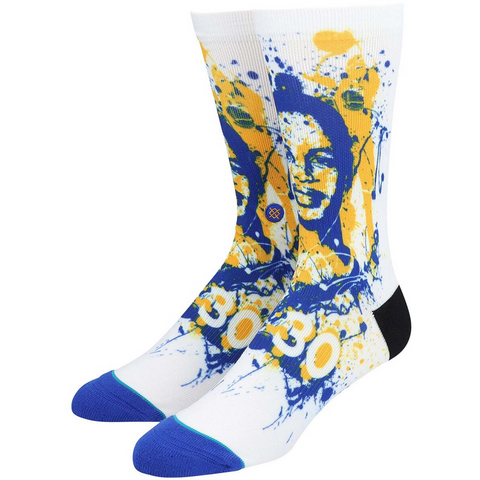 [M558A18CUR-BLU] Mens Stance NBA Golden State Warriors Steph Curry Splatter Socks
