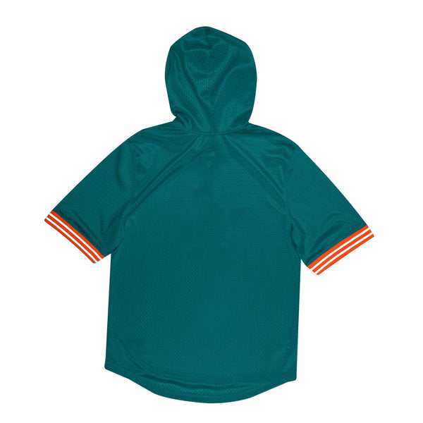 Mens Mitchell & Ness NFL Unbeaten Short Sleeve Mesh Hoody Miami Dolphins