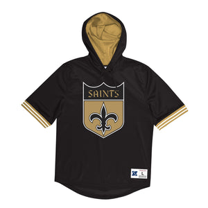 Mens Mitchell & Ness NFL Unbeaten Short Sleeve Mesh Hoody New Orleans Saints