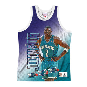 Mens Mitchell & Ness NBA Behind The Back Tank Charlotte Hornets Larry Johnson