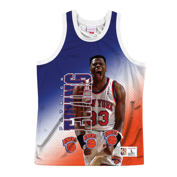 Mens Mitchell & Ness NBA Behind The Back Tank New York Knicks Patrick Ewing