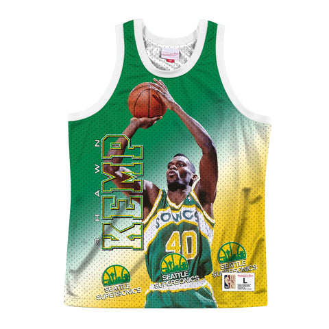 Mens Mitchell & Ness NBA Behind The Back Tank Seattle Supersonics Shawn Kemp