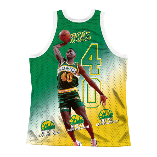 Mens Mitchell & Ness NBA Behind The Back Tank Seattle Supersonics Shawn Kemp