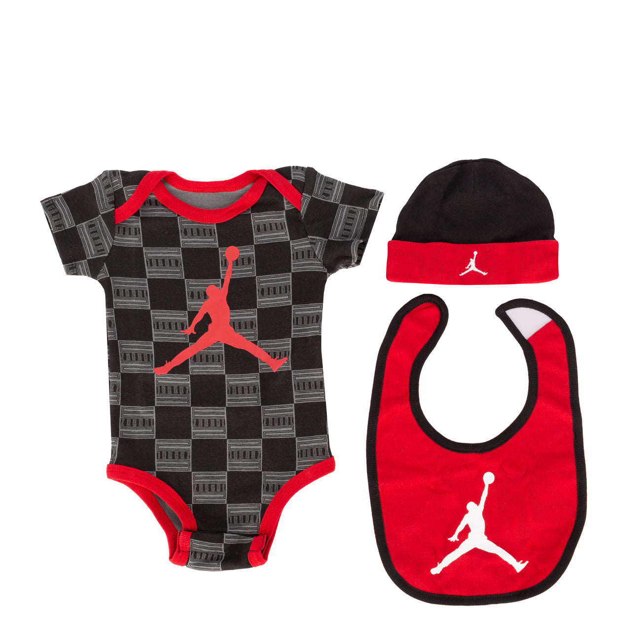 [NJ0546-023] Baby Air Jordan Bodysuit, Hat and Bib 3-PC Box Set