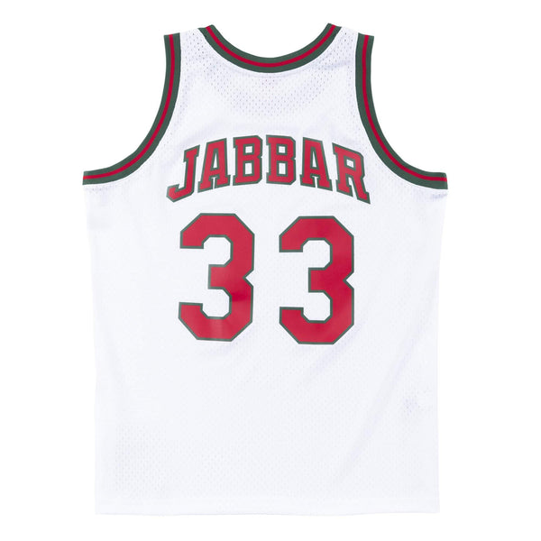[SMJYAC18108-MBUWHIT71KAB] Mens Mitchell & Ness NBA Swingman Jersey Bucks 71 Kareem Abdul-Jabbar
