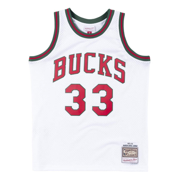 [SMJYAC18108-MBUWHIT71KAB] Mens Mitchell & Ness NBA Swingman Jersey Bucks 71 Kareem Abdul-Jabbar