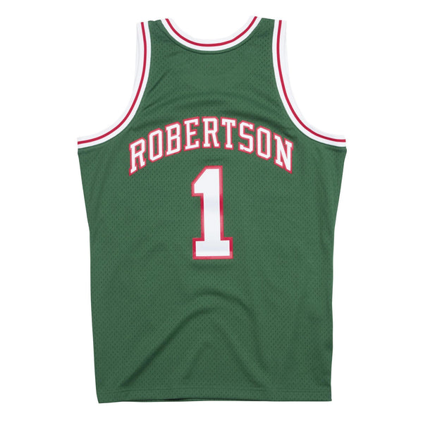 [SMJYGS18180-MBUDKGN71ORO] Mens Mitchell & Ness NBA Swingman Road Jersey Bucks 71 Oscar Robertson