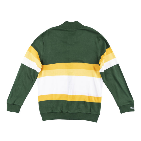 Mens Mitchell & Ness NFL Front Stripe Full Zip Sweater Green Bay Packers