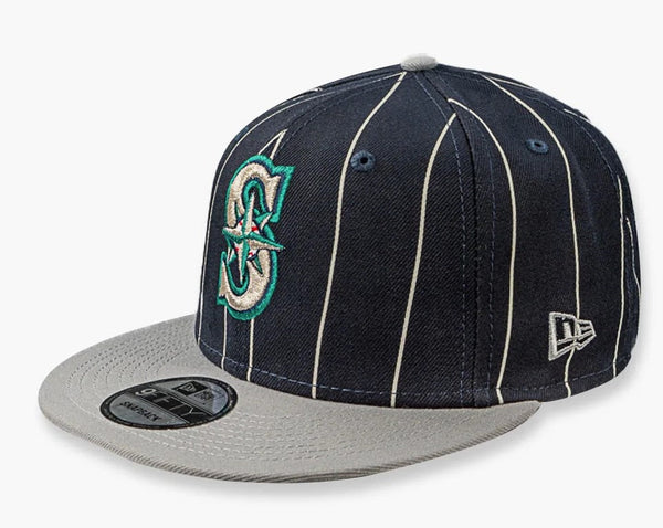 [60305526] Mens New Era MLB SEATTLE MARINERS 950 SNAPBACK 'PINSTRIPES'-NAVY/GRAY