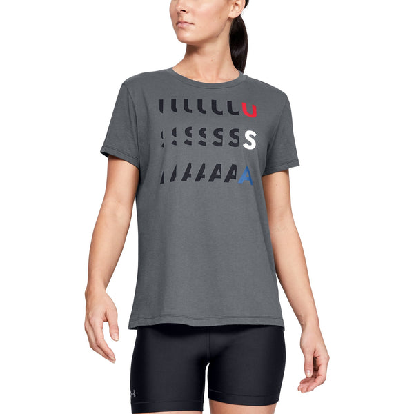 [1343561-012] Womens Under Armour Freedom USA Glitch T